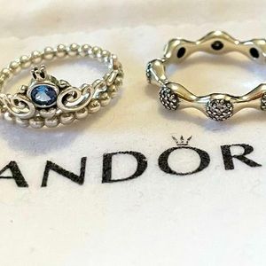 Pandora Cinderella and Love Pods Rings size 5
